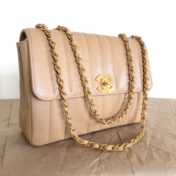 CHANEL vintage caviar beige medium flap bag - Picture 7 of 16